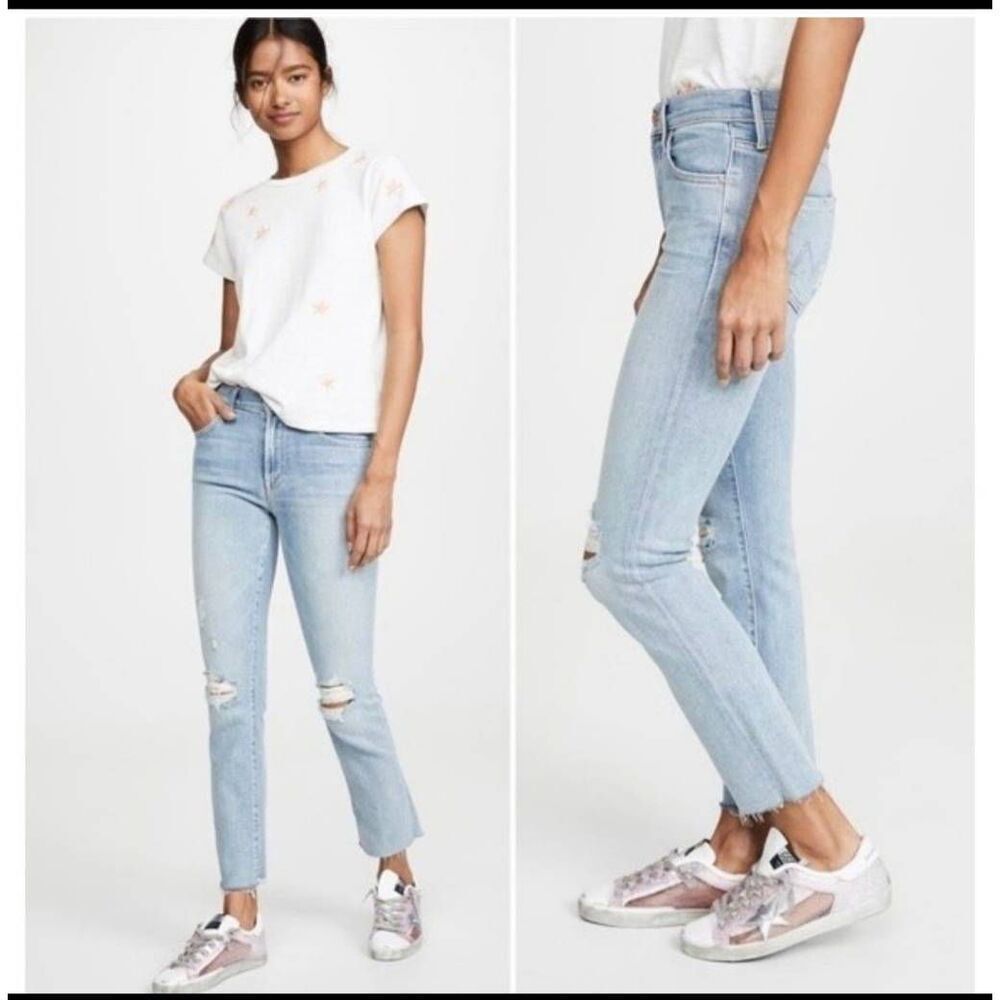 Mother The Rascal Ankle Snippet Distressed Jeans Size 29